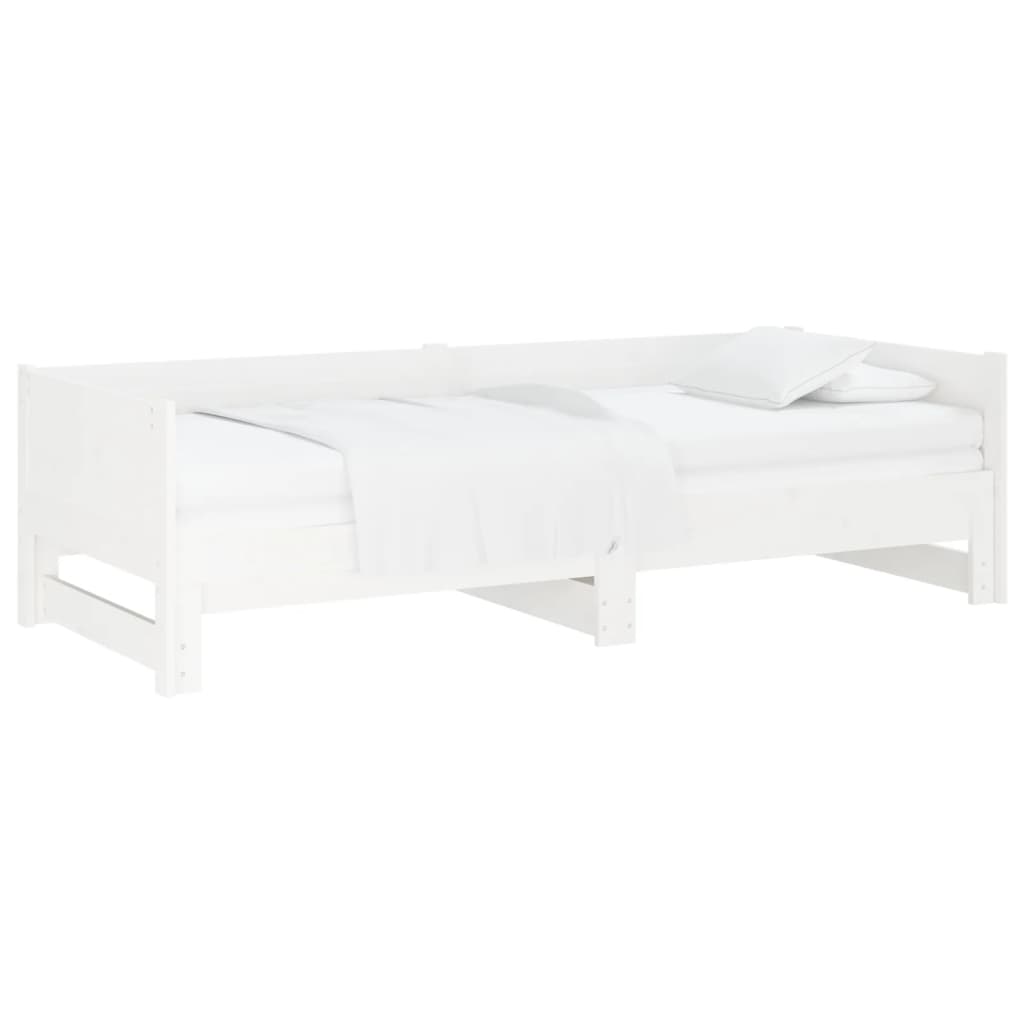 Estrutura sofá-cama de puxar pinho maciço branco 2x(90x190) cm