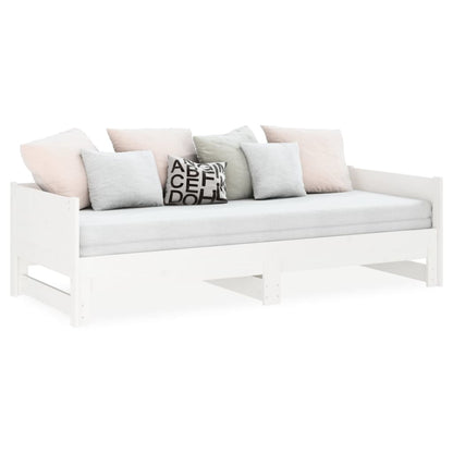 Estrutura sofá-cama de puxar pinho maciço branco 2x(90x190) cm