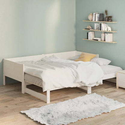 Estrutura sofá-cama de puxar pinho maciço branco 2x(90x190) cm