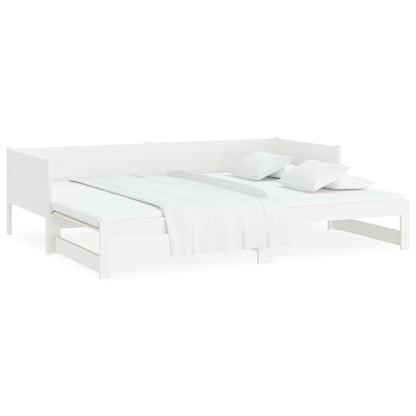 Estrutura sofá-cama de puxar pinho maciço branco 2x(90x190) cm