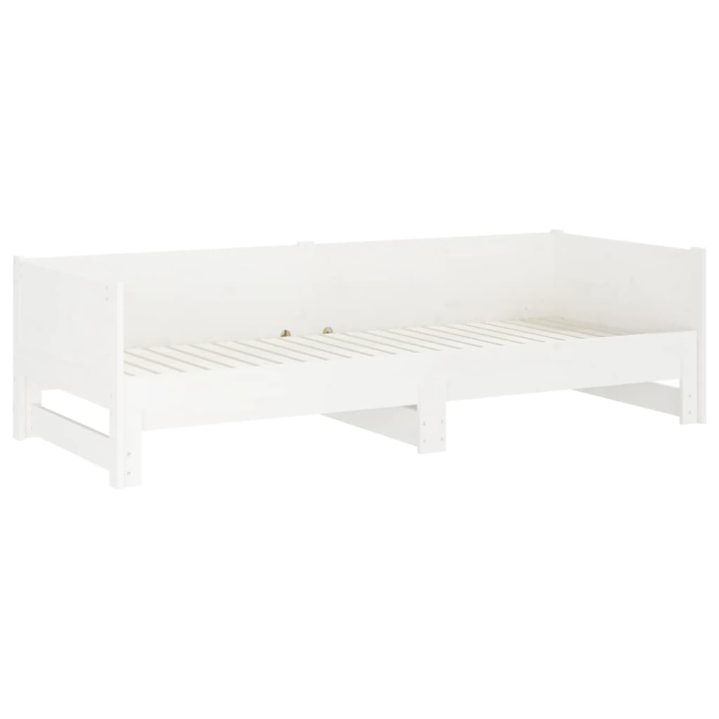 Estrutura sofá-cama de puxar pinho maciço branco 2x(90x190) cm