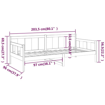 Sofá-cama 90 x 200 cm madeira de pinho maciça cinzento