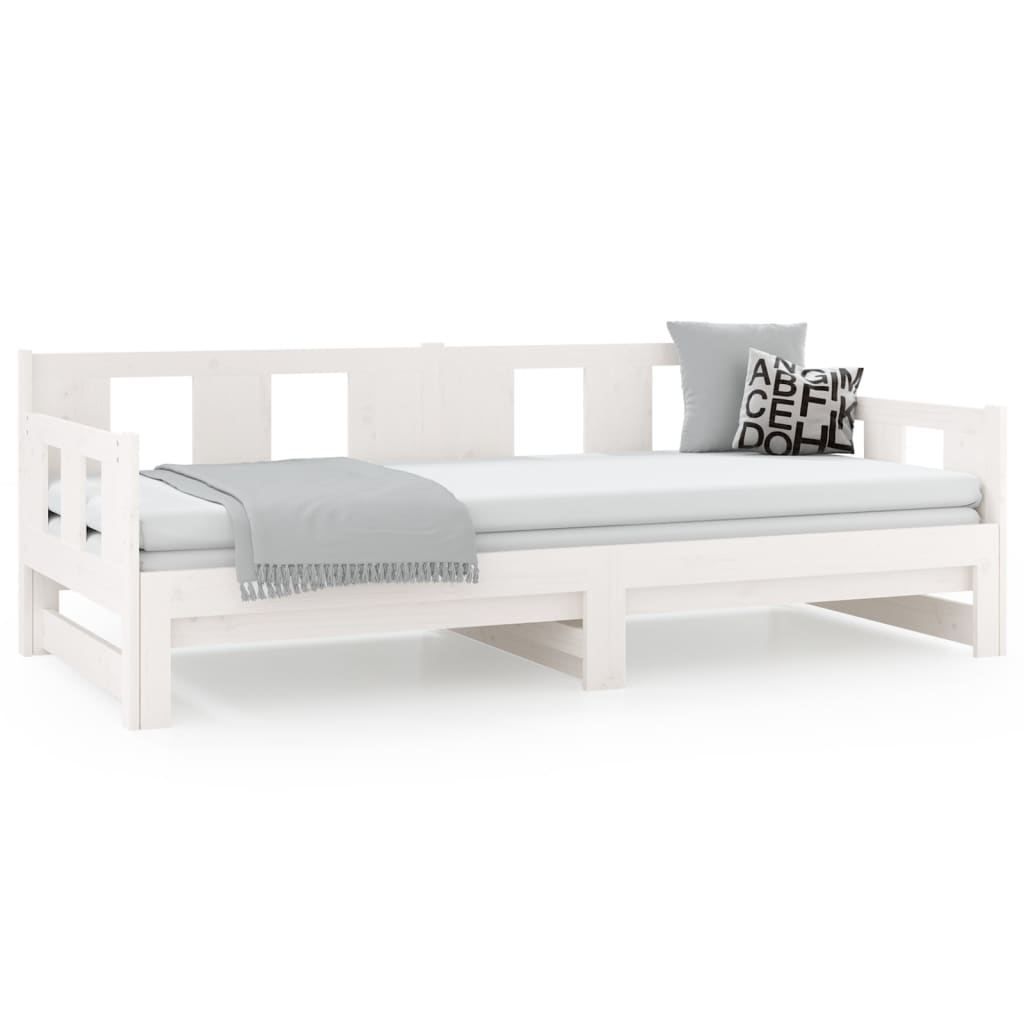 Estrutura sofá-cama de puxar 2x(90x200) cm pinho maciço branco