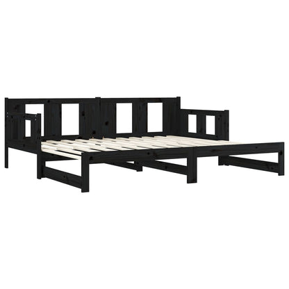 Estrutura sofá-cama de puxar 2x(90x200) cm pinho maciço preto