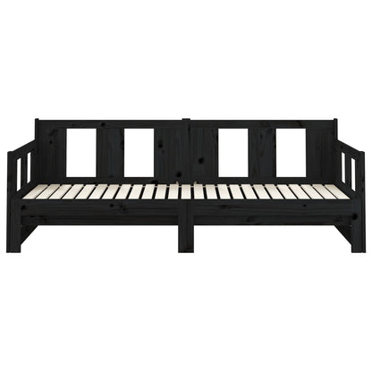 Sofá-cama de puxar pinho maciço preto 2x(80x200) cm