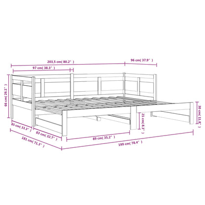 Estrutura sofá-cama de puxar 2x(90x200) cm madeira pinho maciça