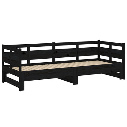 Estrutura sofá-cama de puxar 2x(90x200) cm pinho maciço preto