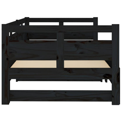 Estrutura sofá-cama de puxar 2x(90x200) cm pinho maciço preto