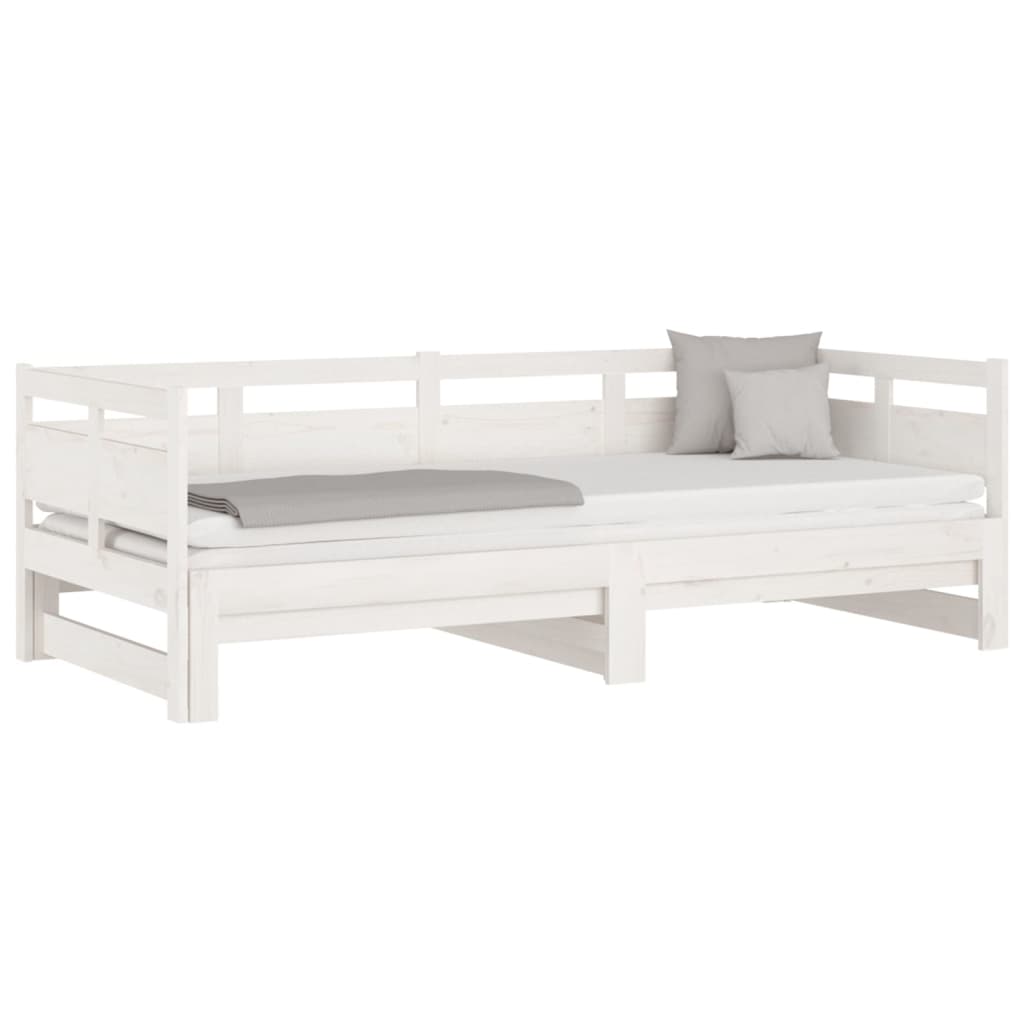 Estrutura sofá-cama de puxar 2x(80x200) cm pinho maciço branco