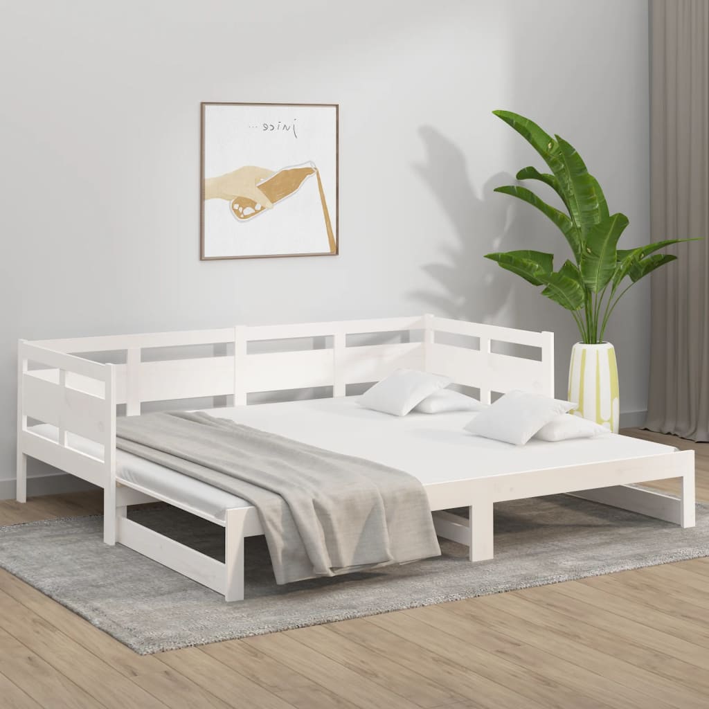 Estrutura sofá-cama de puxar 2x(80x200) cm pinho maciço branco