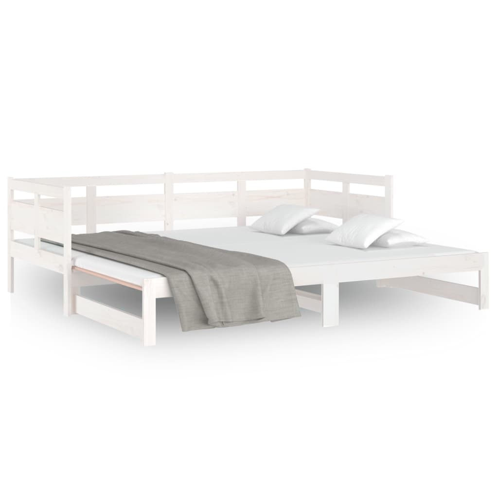 Estrutura sofá-cama de puxar 2x(80x200) cm pinho maciço branco