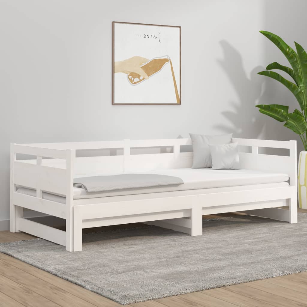 Estrutura sofá-cama de puxar 2x(80x200) cm pinho maciço branco