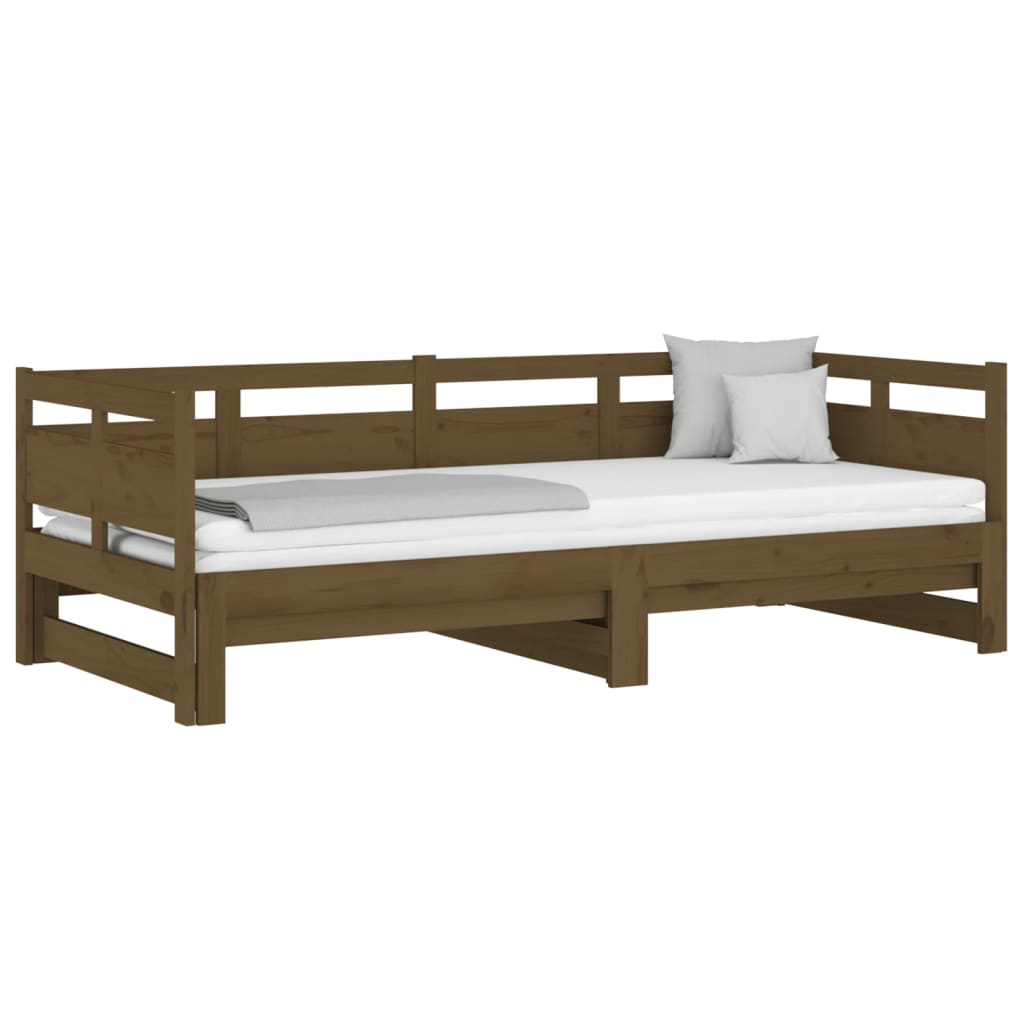 Sofá-cama puxar pinho maciço castanho mel 2x(80x200) cm