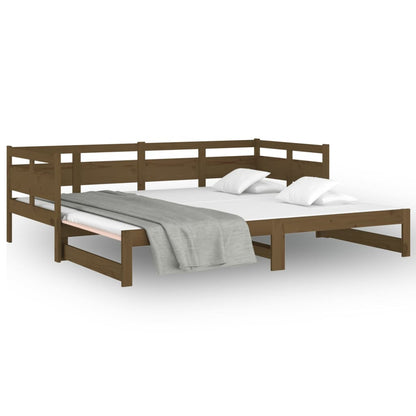 Sofá-cama puxar pinho maciço castanho mel 2x(80x200) cm