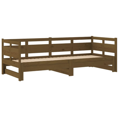 Sofá-cama puxar pinho maciço castanho mel 2x(80x200) cm