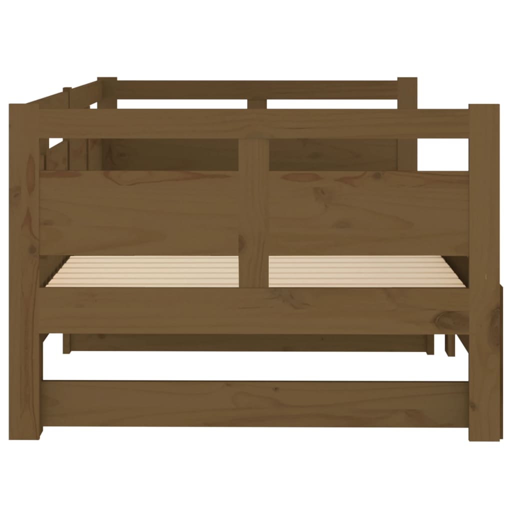 Sofá-cama puxar pinho maciço castanho mel 2x(80x200) cm