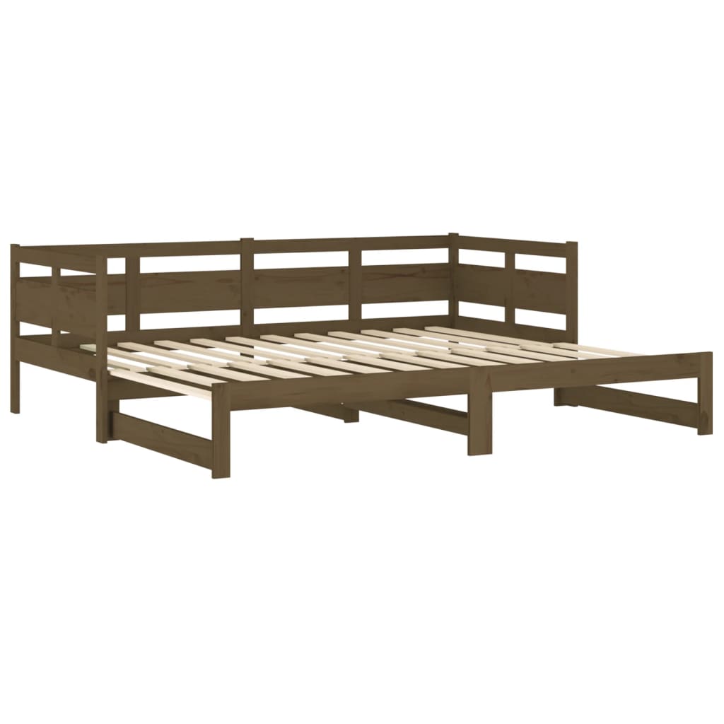 Sofá-cama puxar pinho maciço castanho mel 2x(80x200) cm