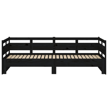 Sofá-cama de puxar pinho maciço preto 2x(80x200) cm