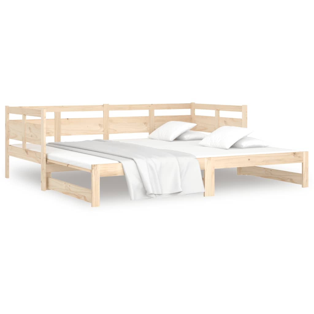 Sofá-cama de puxar pinho maciço 2x(90x190) cm