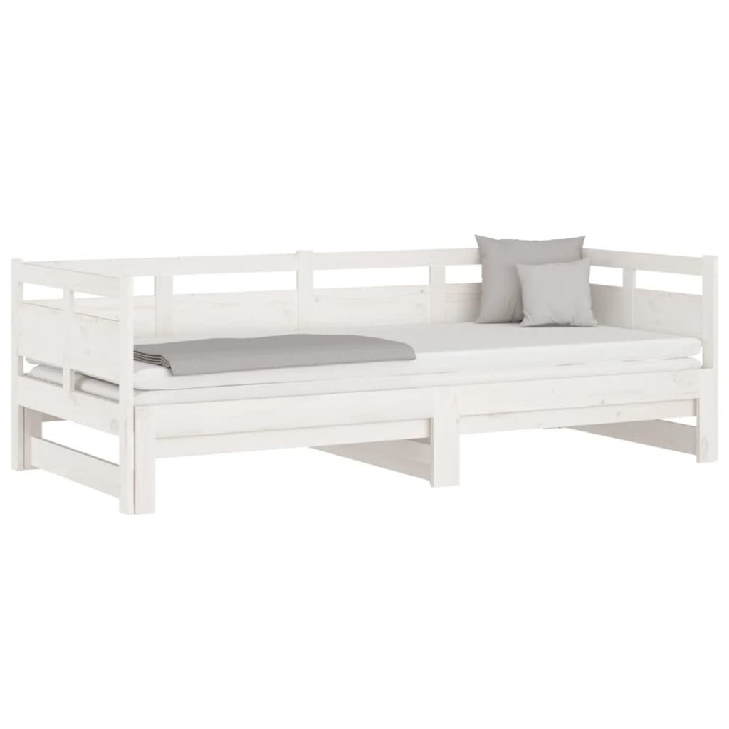 Estrutura sofá-cama de puxar pinho maciço branco 2x(90x190) cm