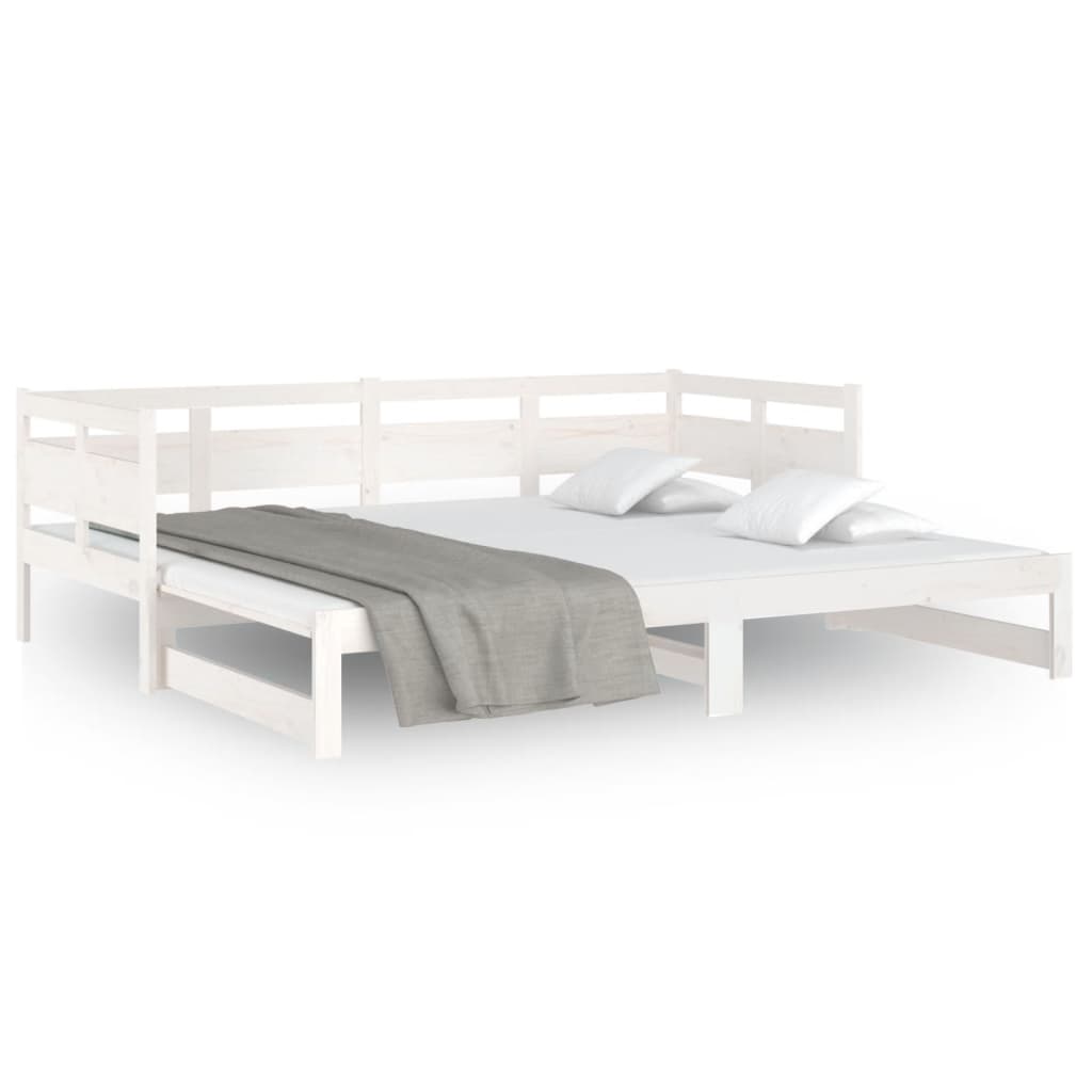 Estrutura sofá-cama de puxar pinho maciço branco 2x(90x190) cm