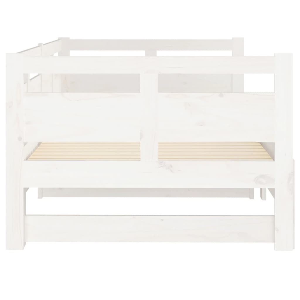 Estrutura sofá-cama de puxar pinho maciço branco 2x(90x190) cm