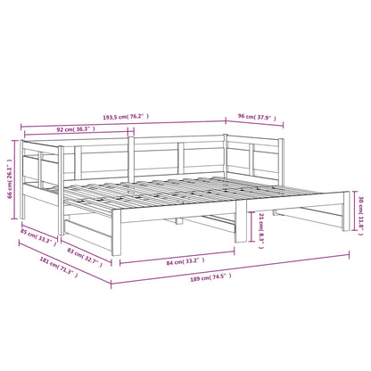 Estrutura sofá-cama de puxar pinho maciço branco 2x(90x190) cm