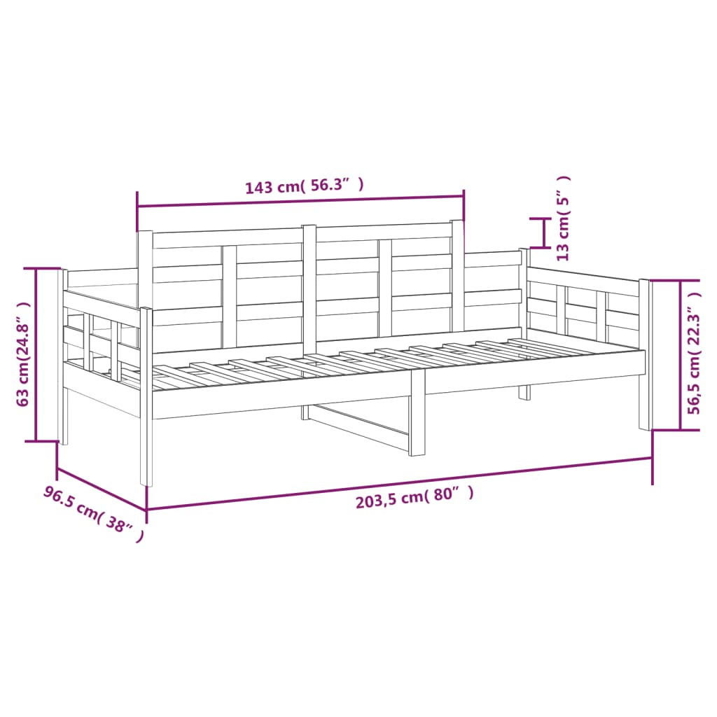 Sofá-cama 90x200 cm madeira de pinho maciça branco