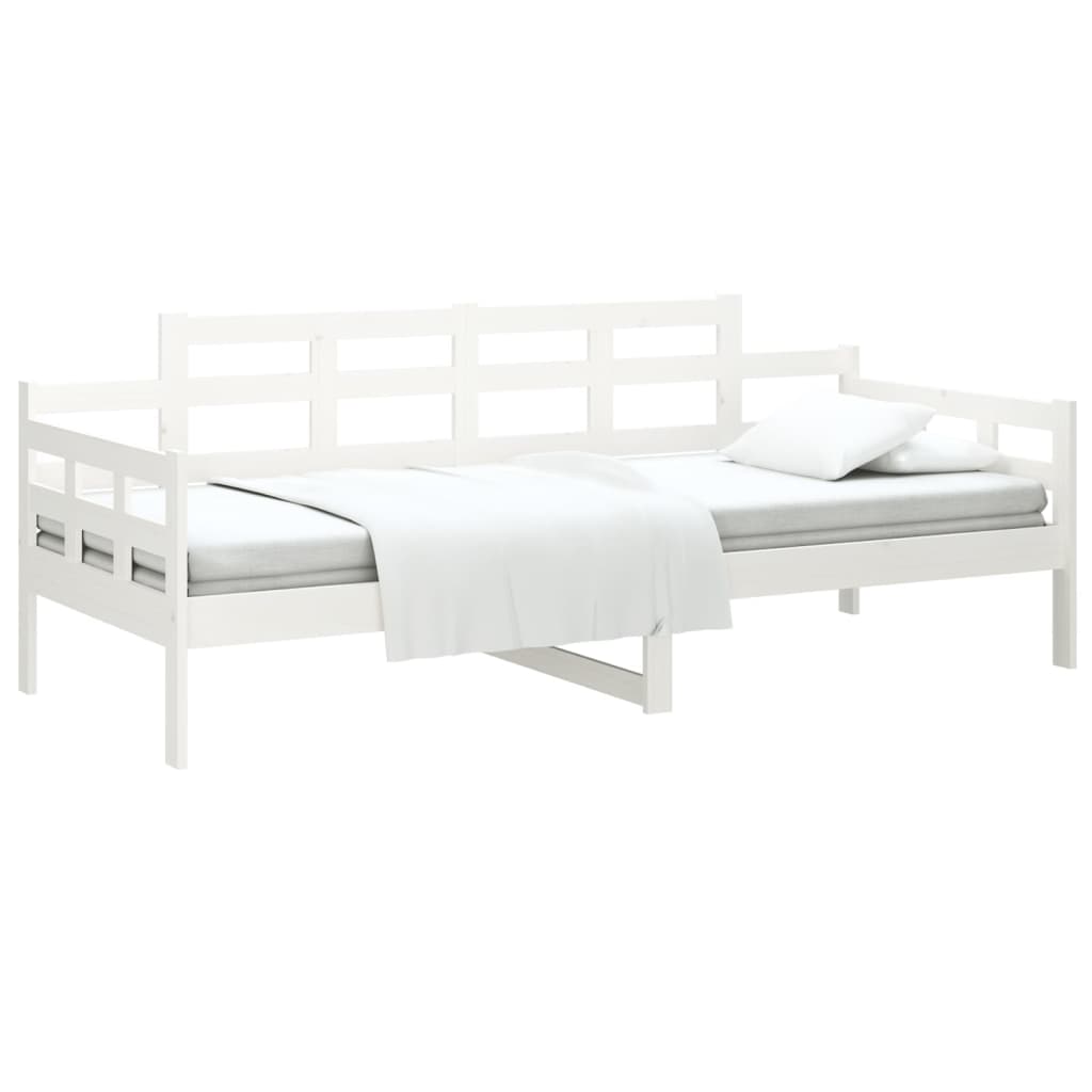 Sofá-cama 90x190 cm madeira de pinho maciça branco