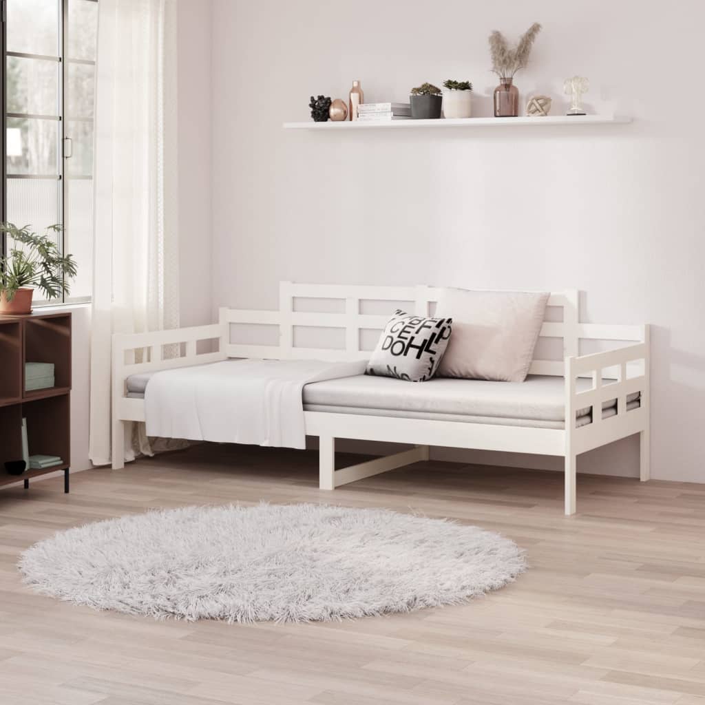 Sofá-cama 90x190 cm madeira de pinho maciça branco