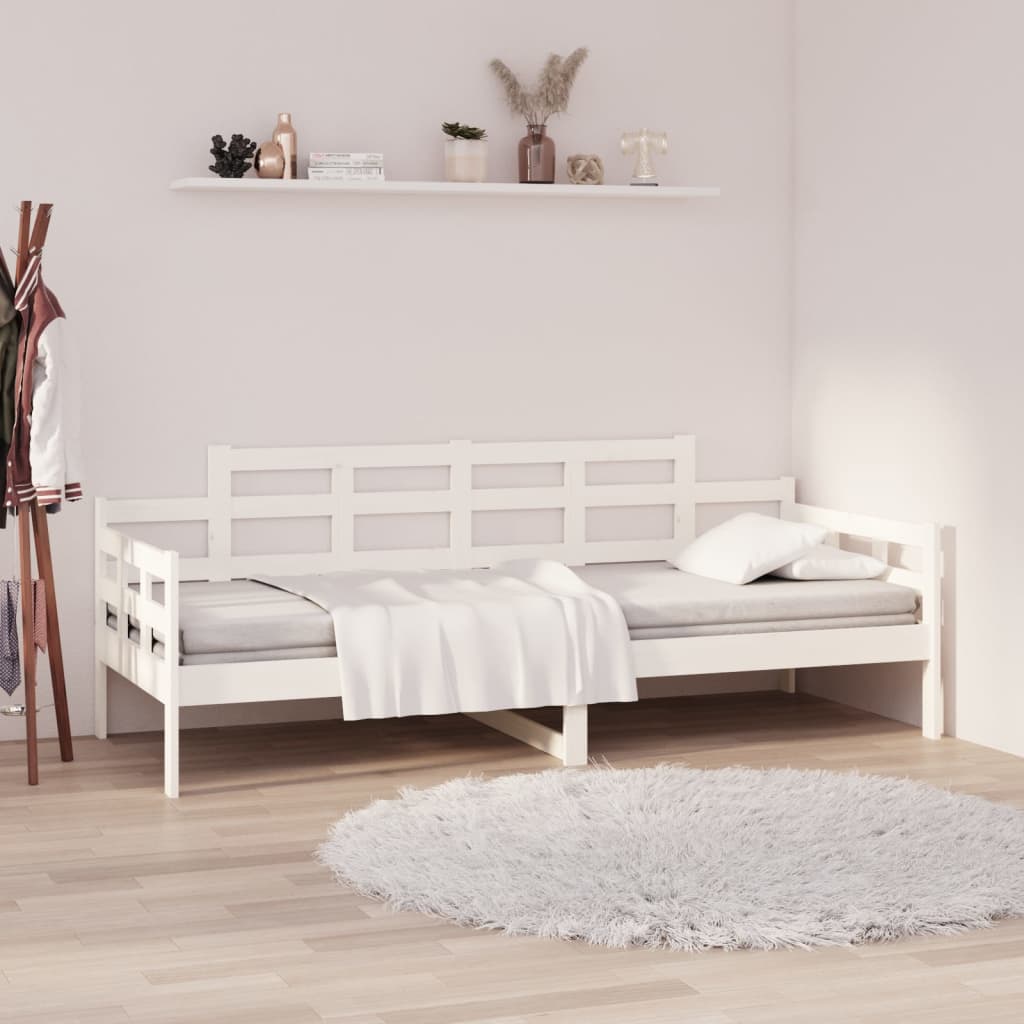 Sofá-cama 90x190 cm madeira de pinho maciça branco