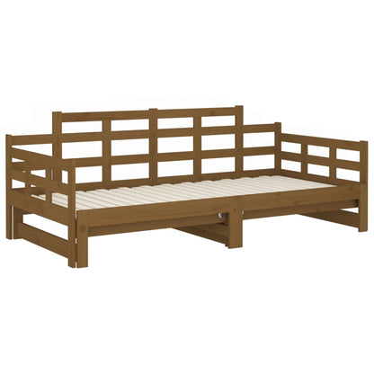 Estrutura sofá-cama de puxar 2x(90x200) cm pinho castanho-mel