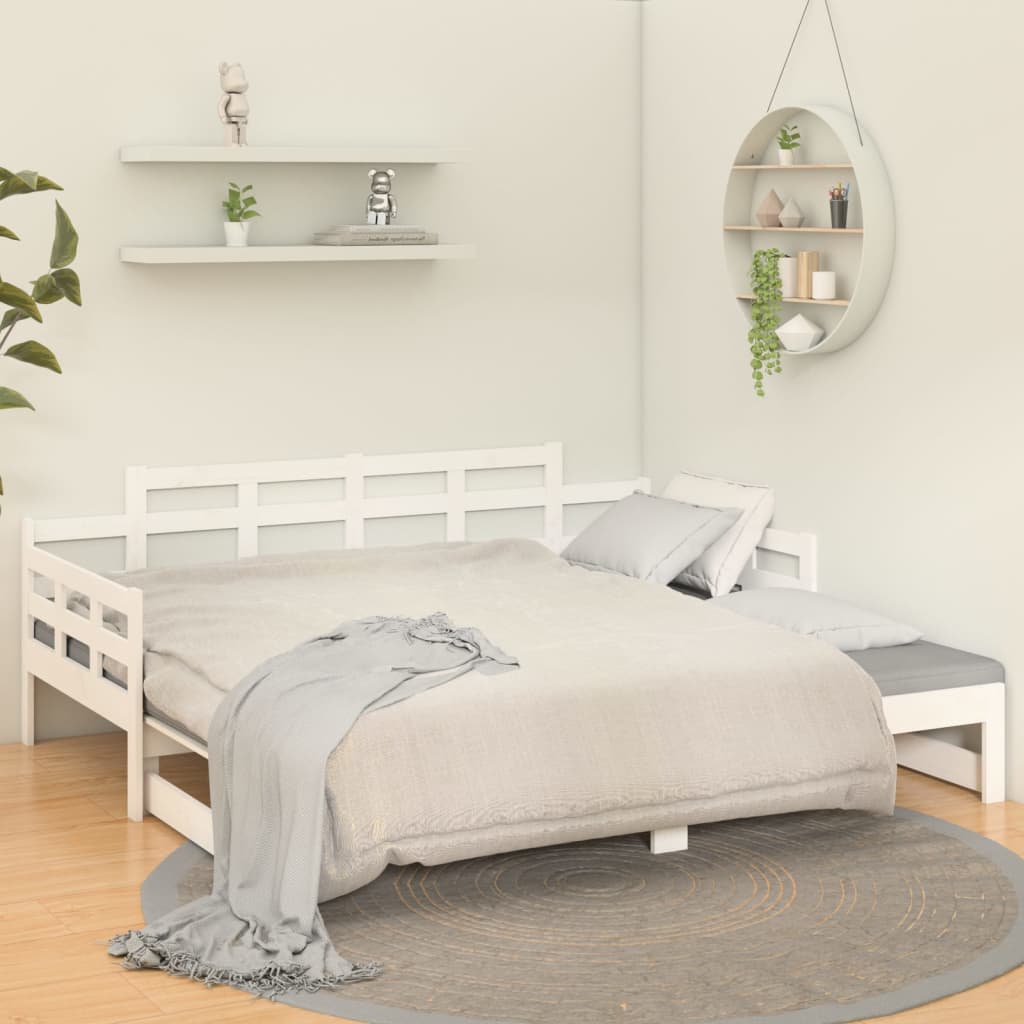 Estrutura sofá-cama de puxar 2x(80x200) cm pinho maciço branco