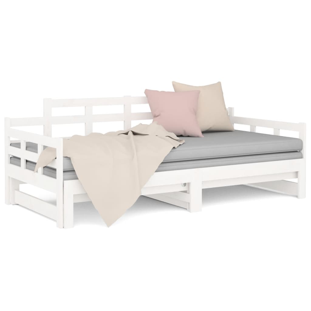 Estrutura sofá-cama de puxar 2x(80x200) cm pinho maciço branco