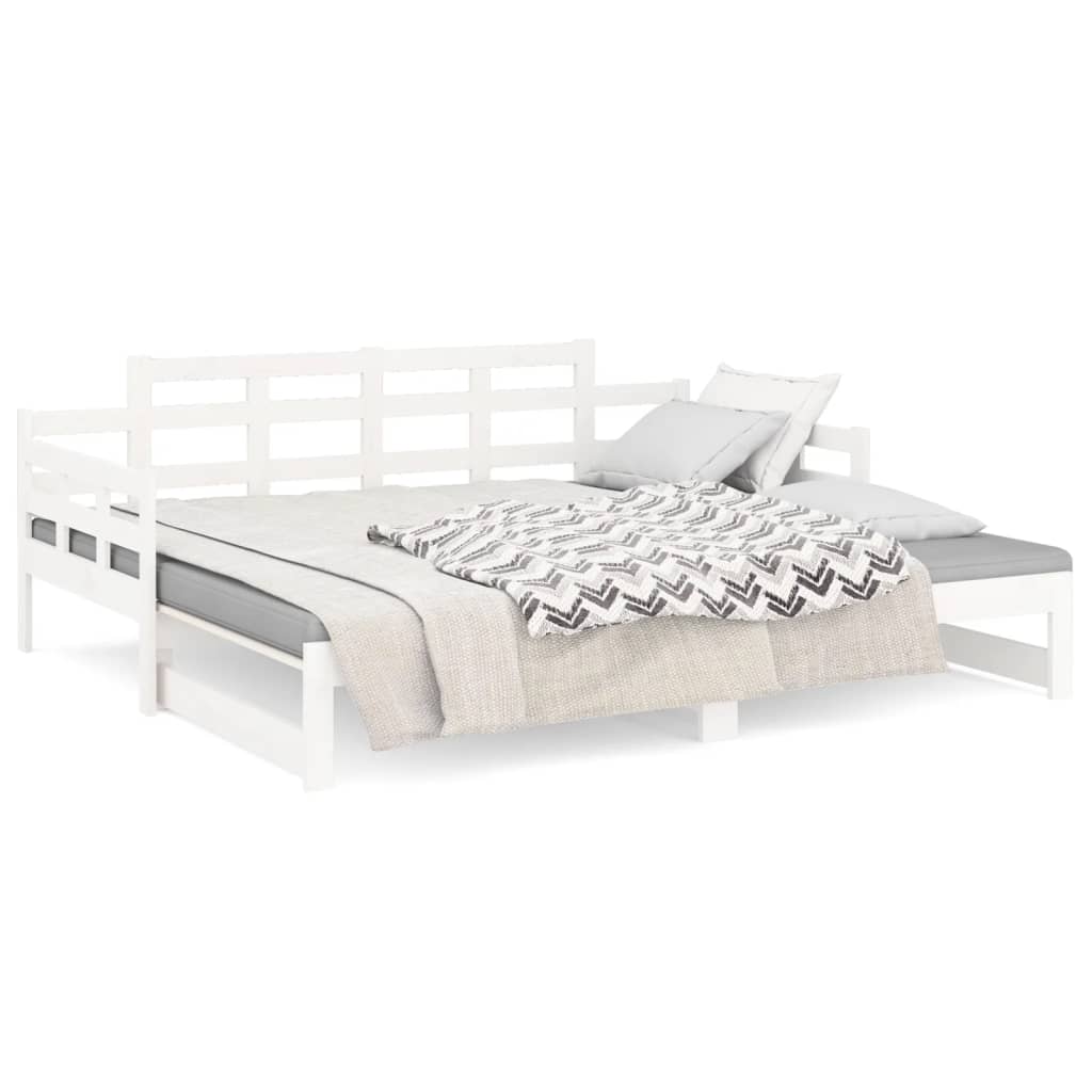 Estrutura sofá-cama de puxar 2x(80x200) cm pinho maciço branco