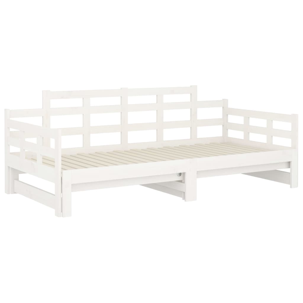 Estrutura sofá-cama de puxar 2x(80x200) cm pinho maciço branco