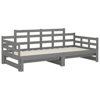 Estrutura sofá-cama de puxar 2x(80x200) cm pinho maciço cinza