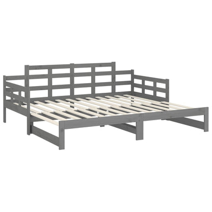 Estrutura sofá-cama de puxar 2x(80x200) cm pinho maciço cinza