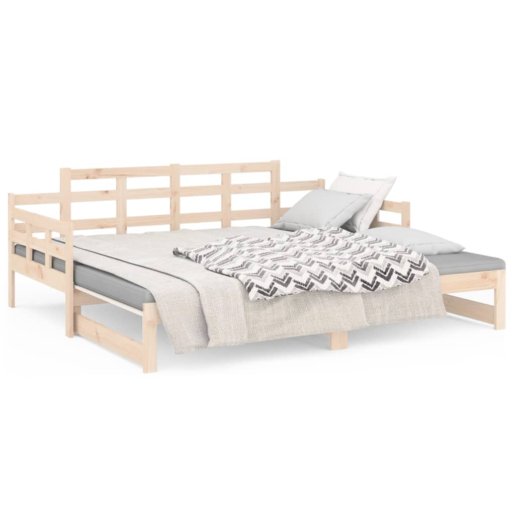 Estrutura sofá-cama de puxar 2x(90x190) cm madeira pinho maciço