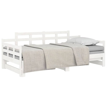 Estrutura sofá-cama de puxar pinho maciço branco 2x(90x190) cm