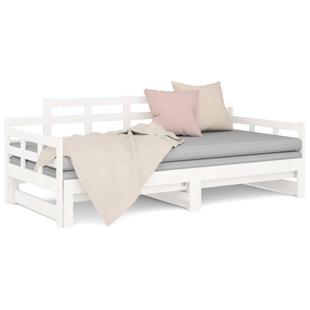 Estrutura sofá-cama de puxar pinho maciço branco 2x(90x190) cm