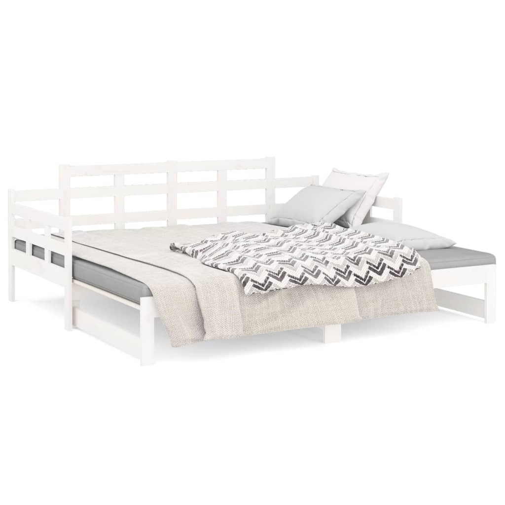 Estrutura sofá-cama de puxar pinho maciço branco 2x(90x190) cm