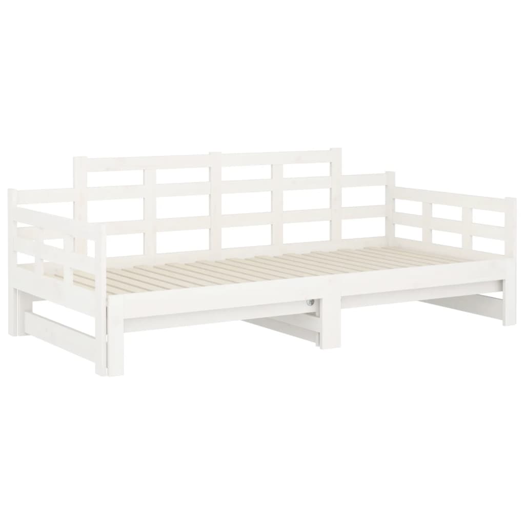 Estrutura sofá-cama de puxar pinho maciço branco 2x(90x190) cm