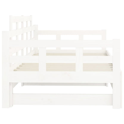 Estrutura sofá-cama de puxar pinho maciço branco 2x(90x190) cm