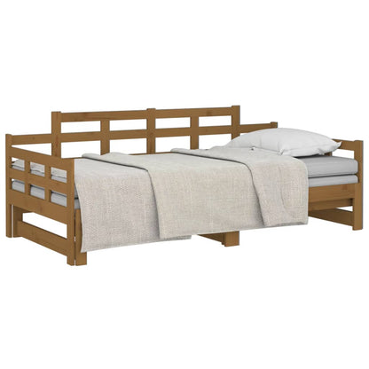 Estrutura sofá-cama de puxar pinho maciço castanho 2x(90x190)cm