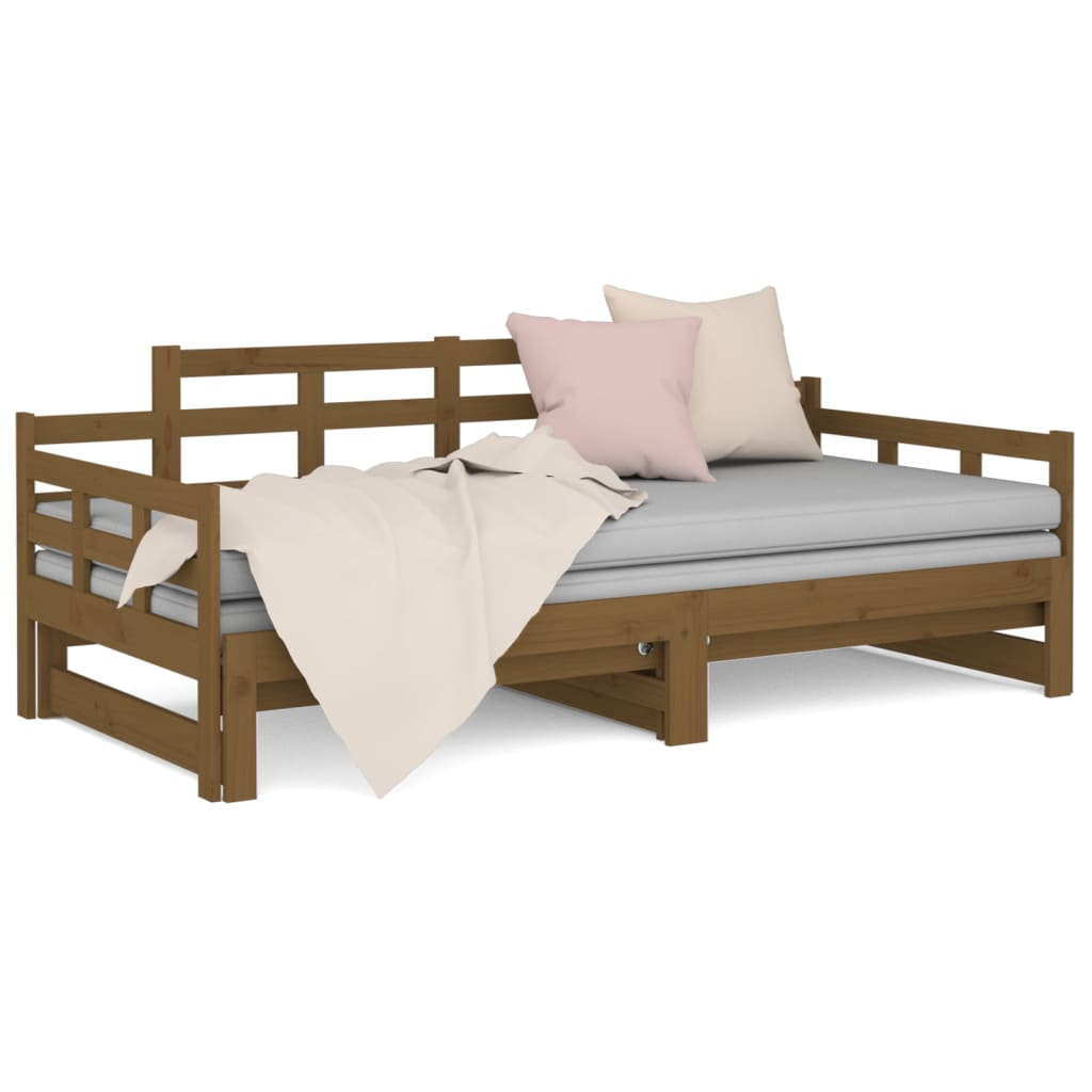 Estrutura sofá-cama de puxar pinho maciço castanho 2x(90x190)cm