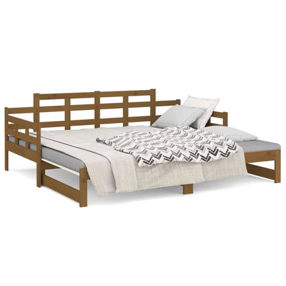 Estrutura sofá-cama de puxar pinho maciço castanho 2x(90x190)cm