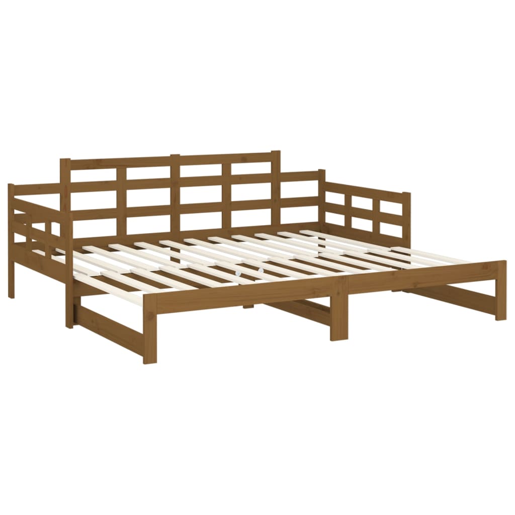 Estrutura sofá-cama de puxar pinho maciço castanho 2x(90x190)cm