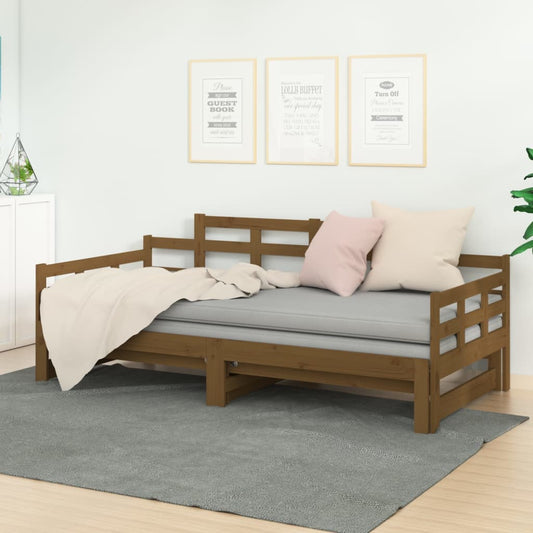 Estrutura sofá-cama de puxar pinho maciço castanho 2x(90x190)cm