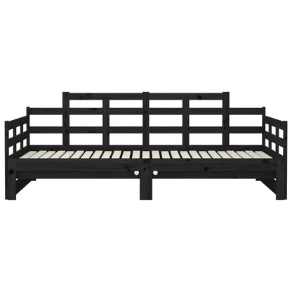 Estrutura sofá-cama de puxar pinho maciço preto 2x(90x190) cm